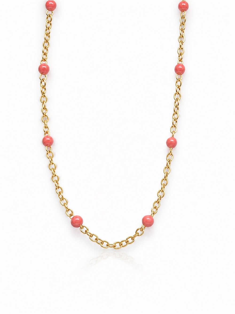 Gold Chain Necklace with Coral Beads